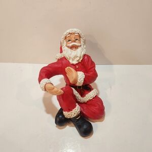 Festive Ceramic Sitting Santa Claus Single Wine Bottle Holder
